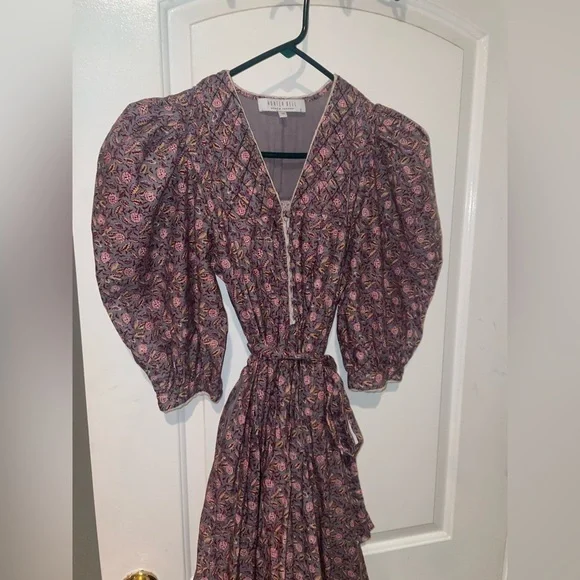 New! HUNTER BELL Jenkins Falling Leaves Belted Lace Bohemian Maxi Dress XS